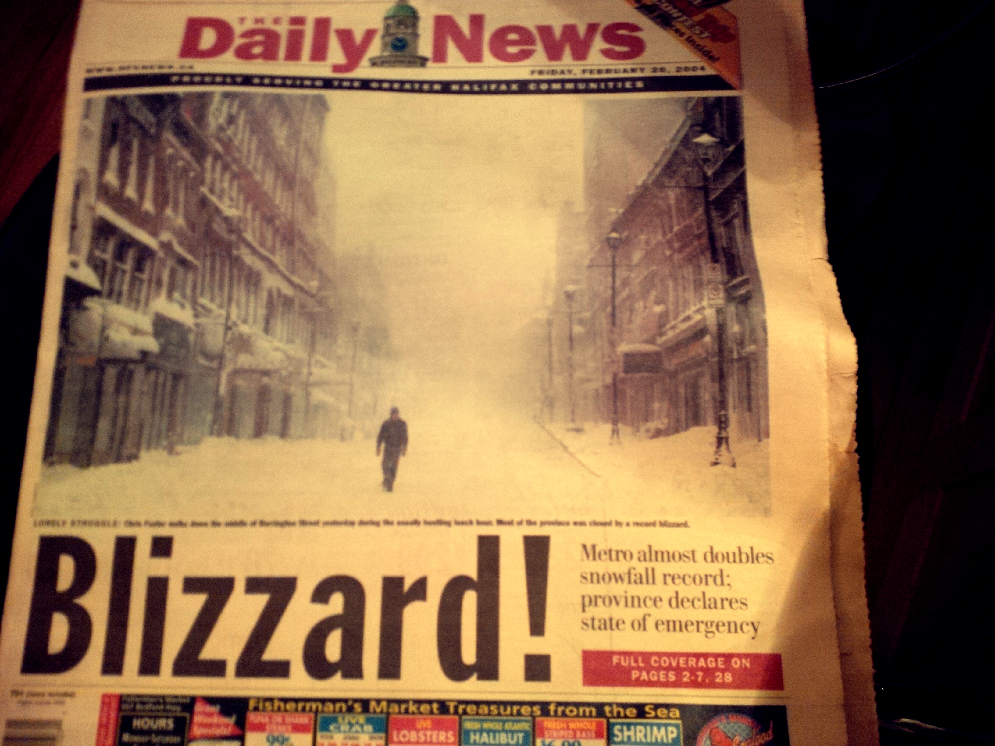 The cover of The Daily News February 20, 2004